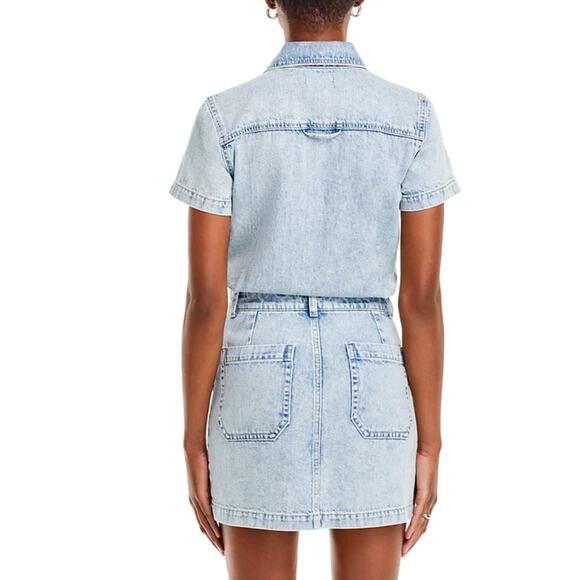 PISTOLA WOMENS XSMALL DENIM BRIX AVIATOR COTTON MINI JEAN DRESS BLUE NEW - Picture 2 of 14